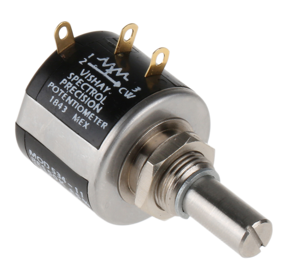 Vishay 534 50 kΩ Rotary Potentiometer 10-Turns 1-Gang Panel Mount, 534B1503JL