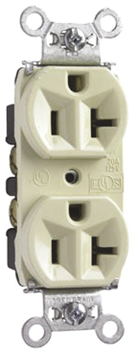 PASS & SEYMOUR Twin Socket White 2 Gang Plug Socket, 20A Outdoor, NEMA 5-20R