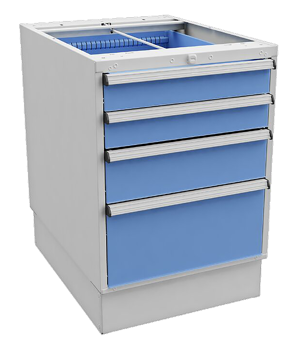 Treston Drawer Unit 4, Steel, 800 mm x 550mm x 715 mm, Grey, Blue