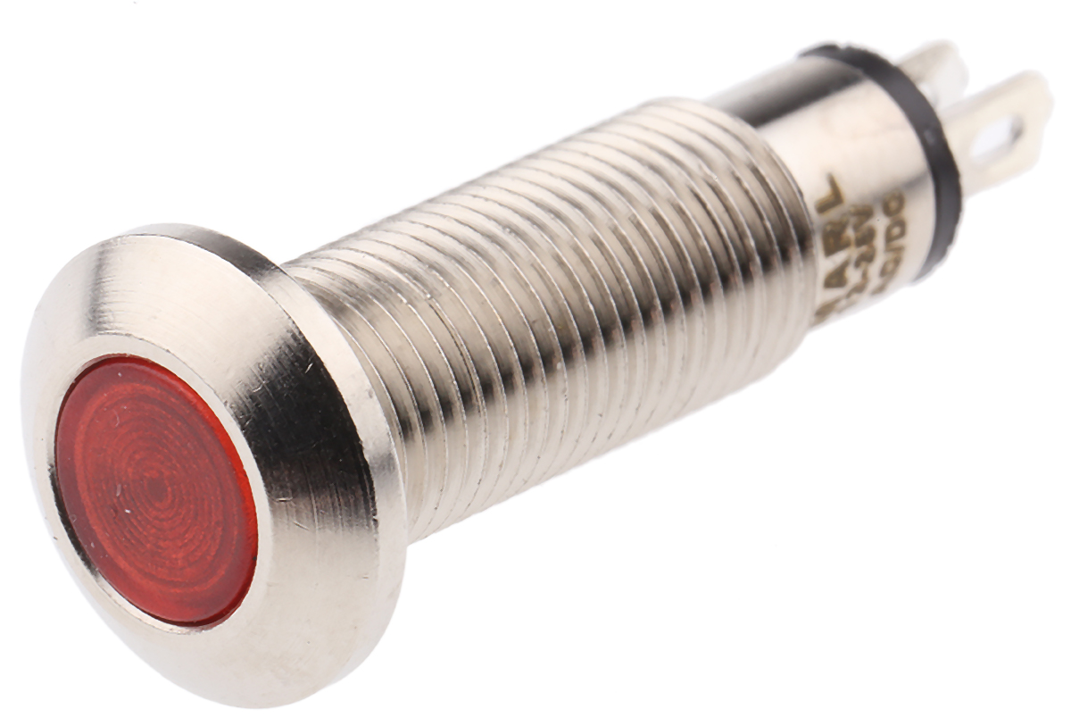 Marl 537 Series Panel Mount LED Indicator, Red Panel Mount Indicator, Solder Tab Termination 28V dc 16 mA, IP67, 8.1 mm