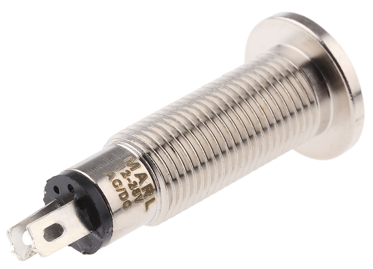 537-501-63 Marl 537 Series Panel Mount LED Indicator, Red Panel Mount Indicator, Solder Tab Termination 28V dc 16 mA, IP67, 8.1 mm