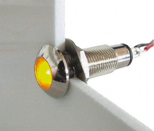 Marl 537 Series Panel Mount LED Indicator, Yellow Panel Mount Indicator, Solder Tab Termination 28V dc 16 mA, IP67, 8.1