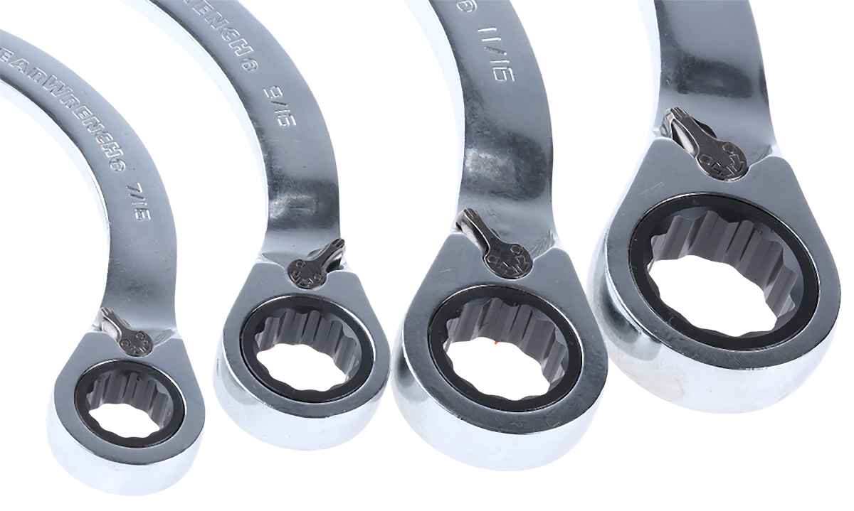 537-5905 RS PRO 4-Piece Spanner Set, 3/8 x 7/16 To 3/4 x 7/8 in, Chrome Vanadium Steel
