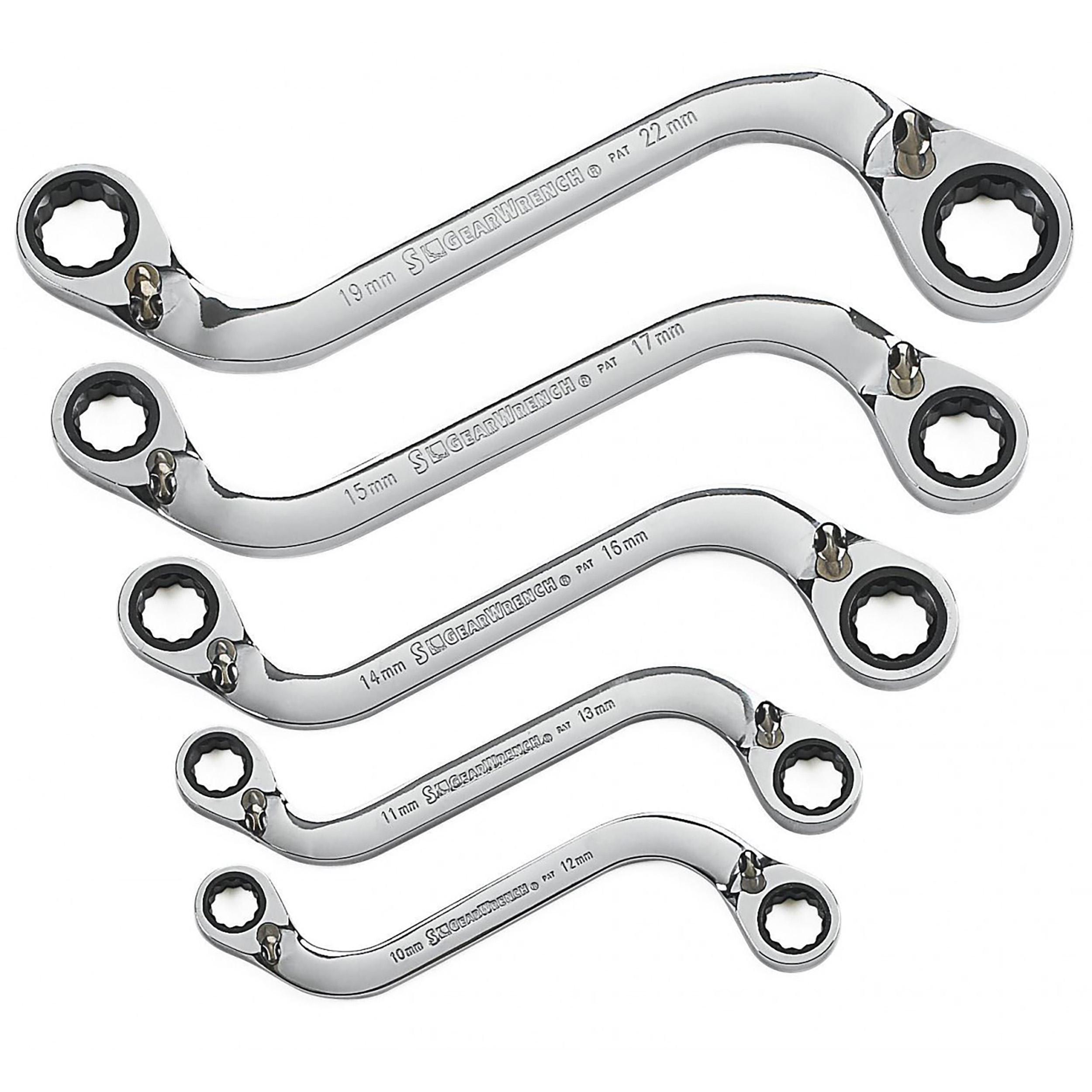 RS PRO 5-Piece Spanner Set, 10 x 12 To 19 x 22 mm, Chrome Vanadium Steel