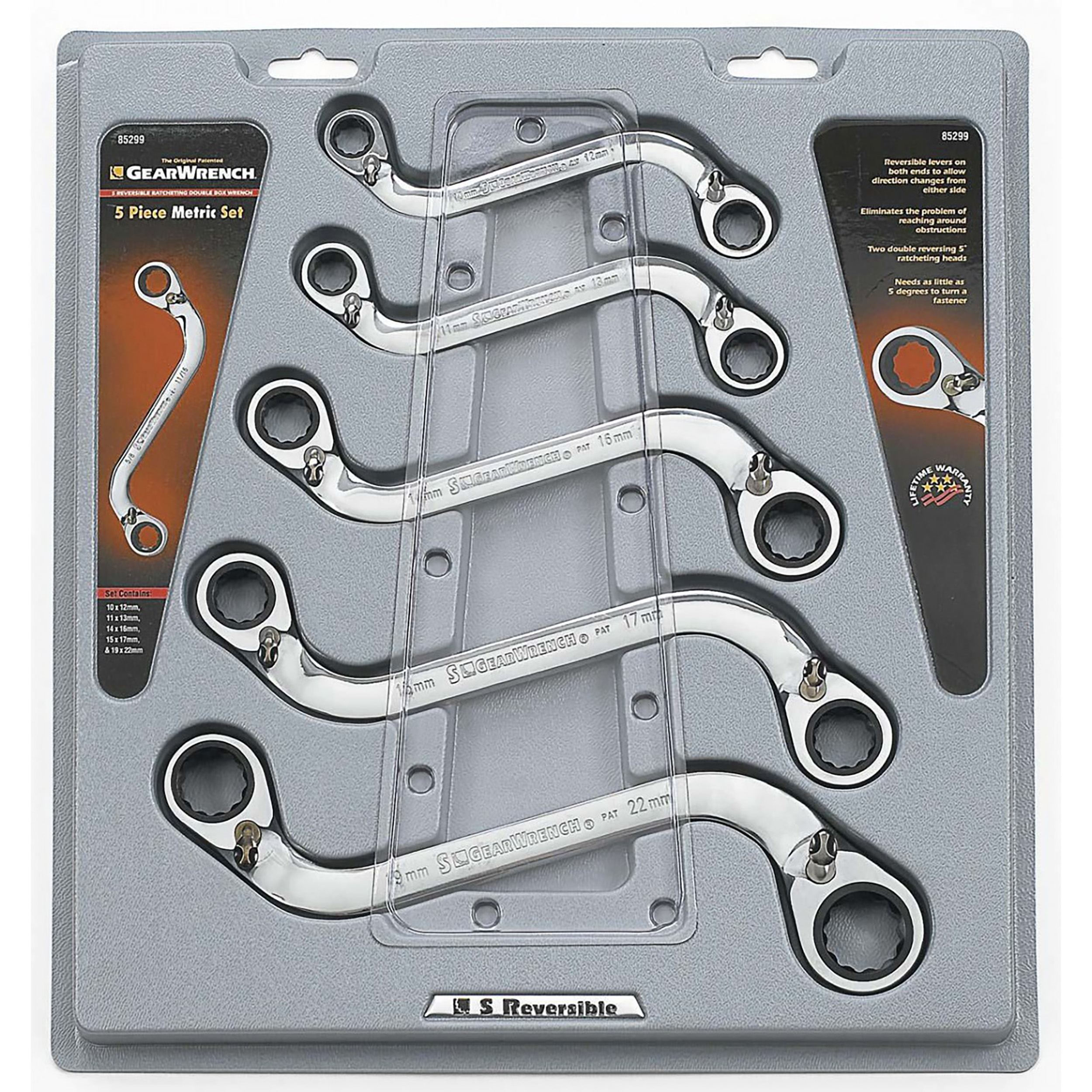 537-5911 RS PRO 5-Piece Spanner Set, 10 x 12 To 19 x 22 mm, Chrome Vanadium Steel