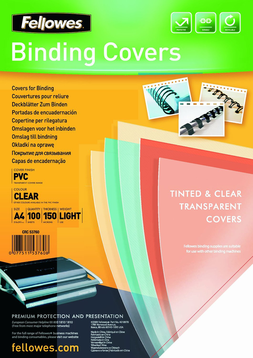 Fellowes Transparent Transparent A4 Binding Cover