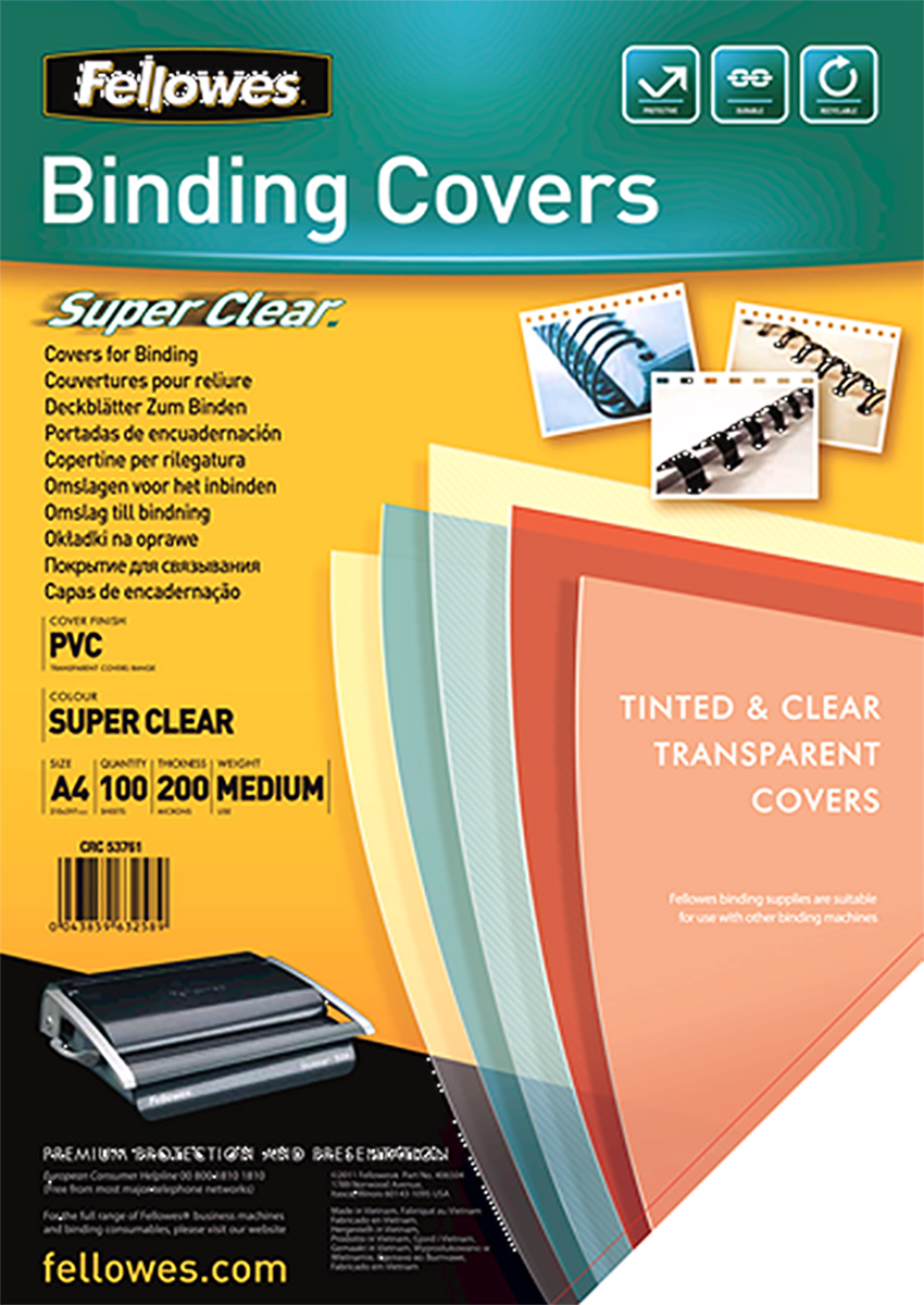 Fellowes Clear Transparent A4 Binding Cover