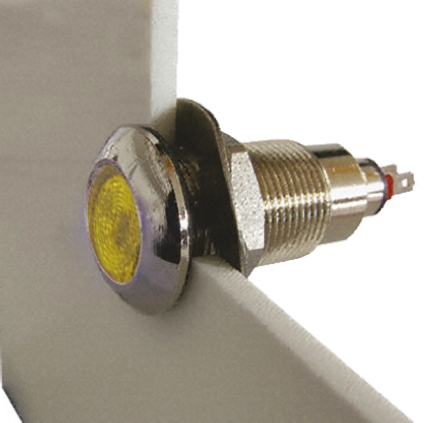 Marl 538 Series Panel Mount LED Indicator, Yellow Panel Mount Indicator, Solder Tab Termination 28V dc 16 mA, IP67, 12.7
