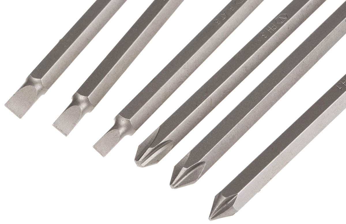 541-6545 RS PRO 6 piece Phillips, Slotted Impact Screwdriver & Bit Set