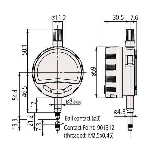 543-701b Mitutoyo 543-701B Plunger Digital Indicator 12.7 mm Max. Measurement, ±0.003 mm Accuracy