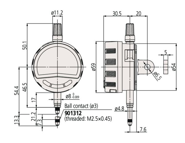 543-710b Mitutoyo 543-710B Metric Plunger Digital Indicator 12.7 mm Max. Measurement, 0.01 mm Resolution, 0.02 mm Accuracy