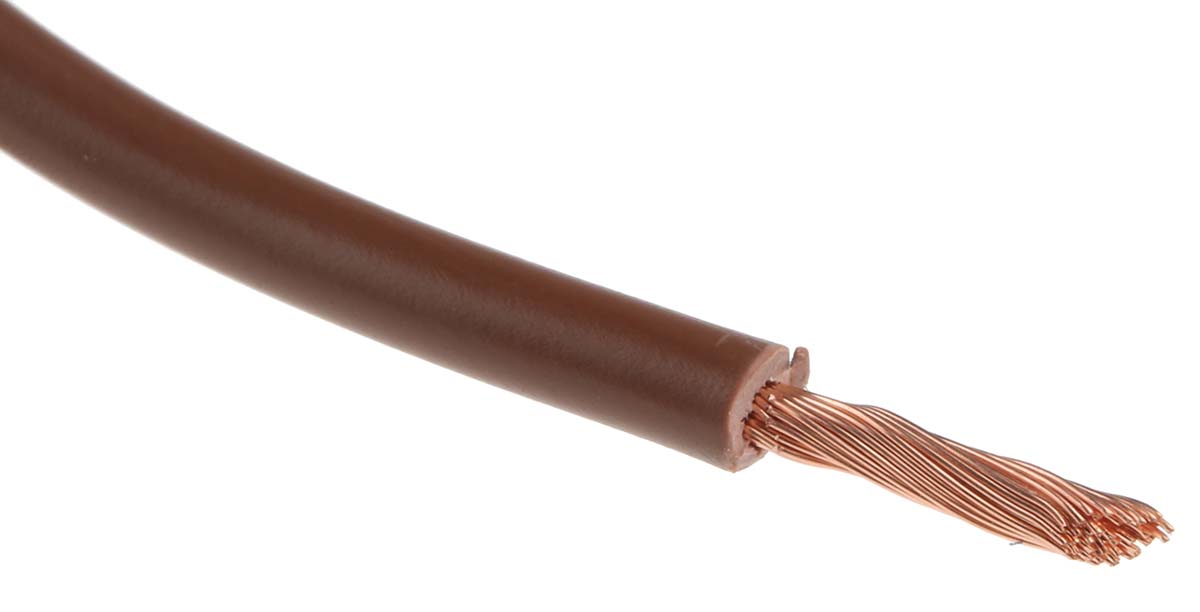 RS PRO H07V-K Series Brown 2.5 mm² Hook Up Wire, 13 AWG, 50, 100 m, Polyvinyl Chloride