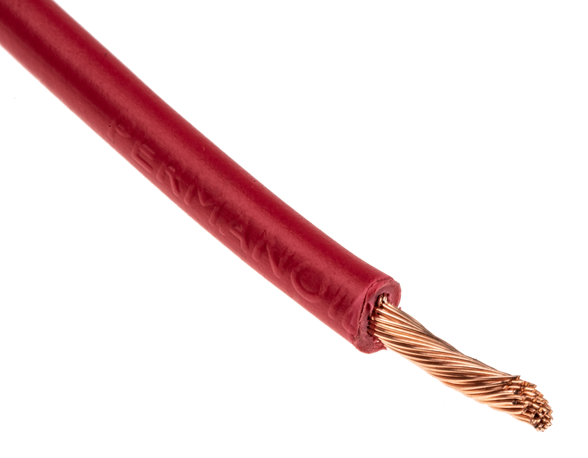 RS PRO H07V-K Series Red 2.5 mm² Hook Up Wire, 13 AWG, 50, 100 m, Polyvinyl Chloride