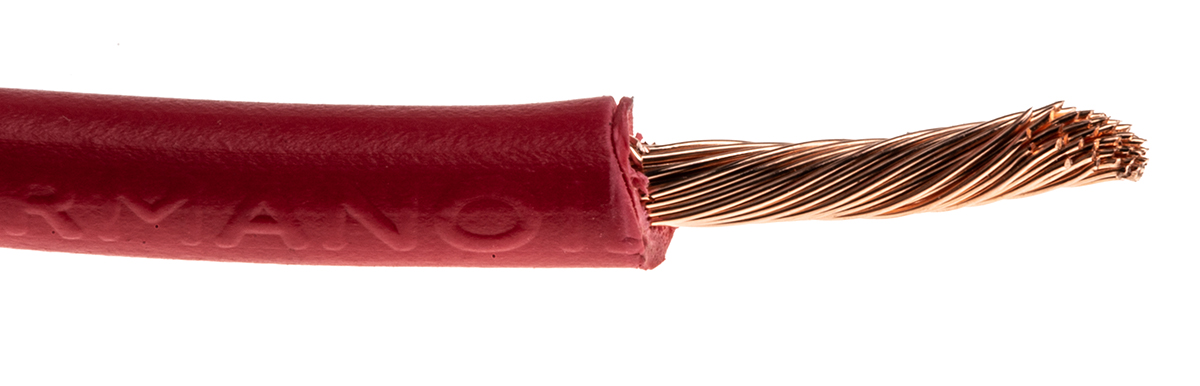 544-1800 RS PRO H07V-K Series Red 2.5 mm² Hook Up Wire, 13 AWG, 50, 100 m, Polyvinyl Chloride
