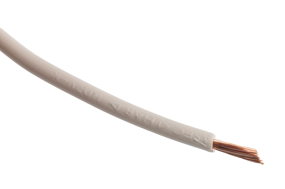 RS PRO H07V-K Series White 2.5 mm² Hook Up Wire, 13 AWG, 50, 100 m, Polyvinyl Chloride