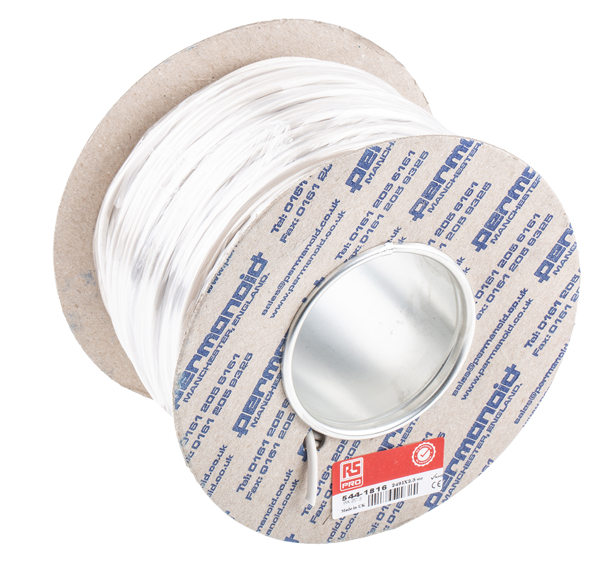 544-1816 RS PRO H07V-K Series White 2.5 mm² Hook Up Wire, 13 AWG, 50, 100 m, Polyvinyl Chloride