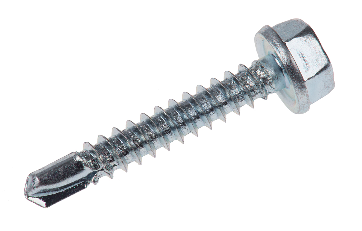 RS PRO Bright Zinc Steel Self-Drilling Screw 4.2 mm 25 mm