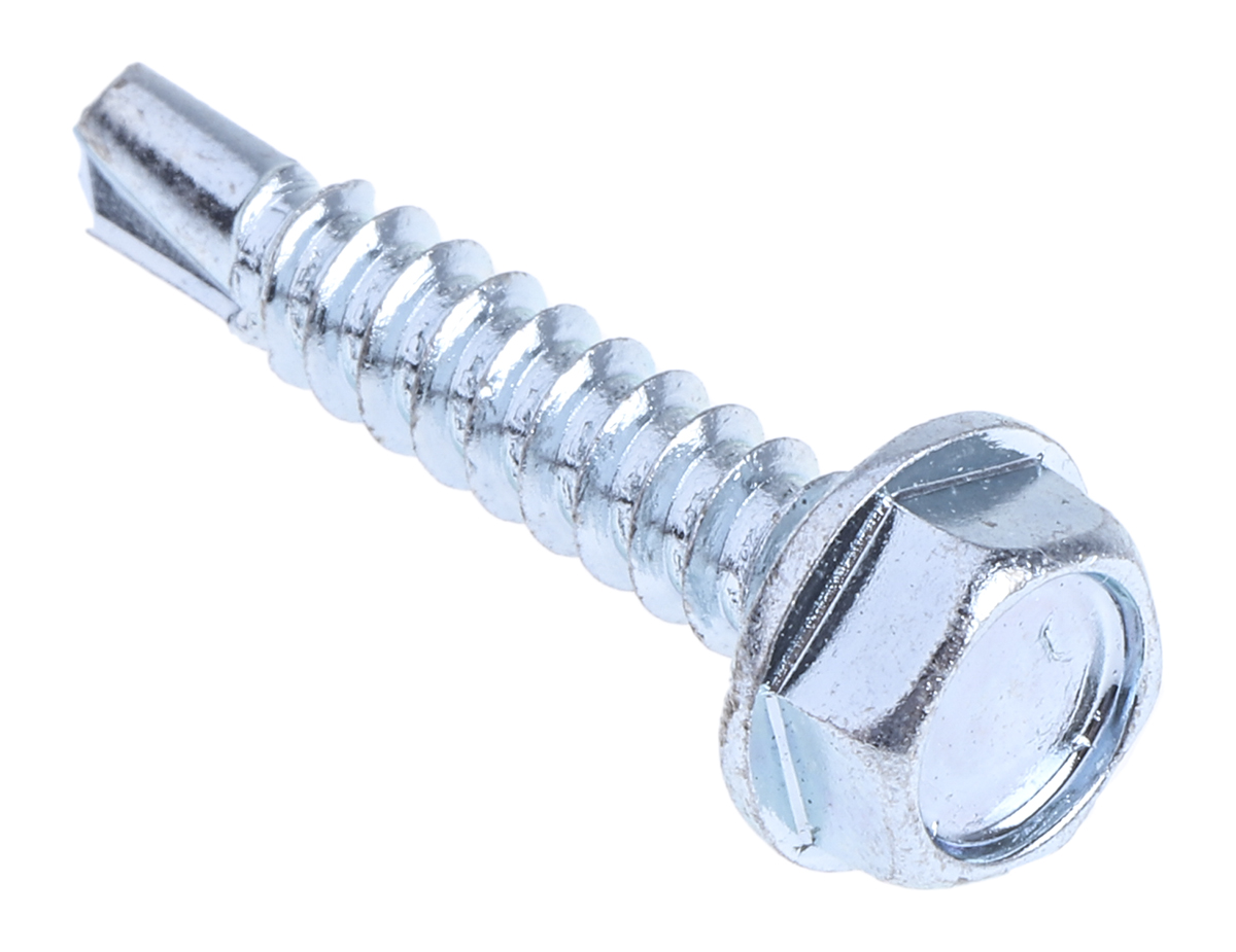 RS PRO Bright Zinc Steel Self-Drilling Screw 4.8 mm 25 mm