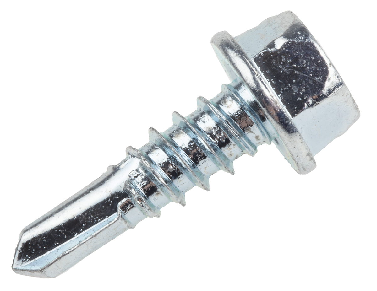 RS PRO Bright Zinc Steel Self-Drilling Screw 5.5 mm 19 mm