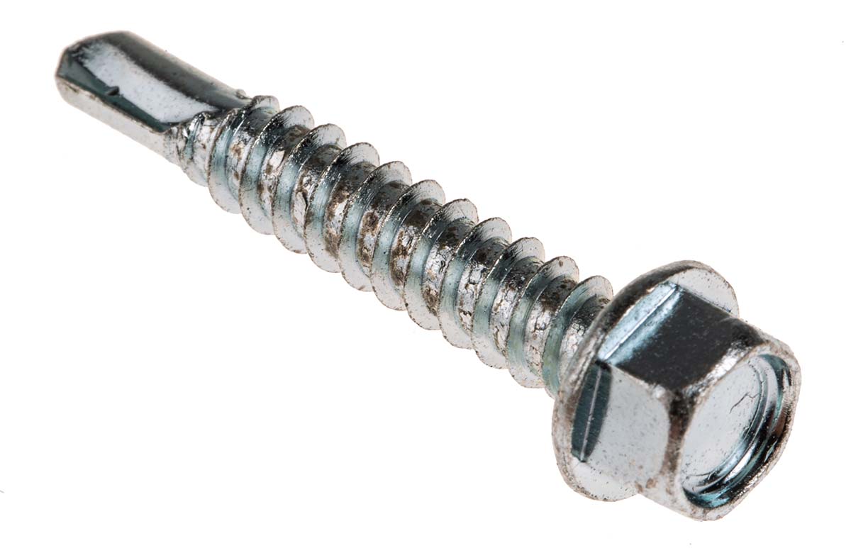 RS PRO Bright Zinc Steel Self-Drilling Screw 5.5 mm 32 mm