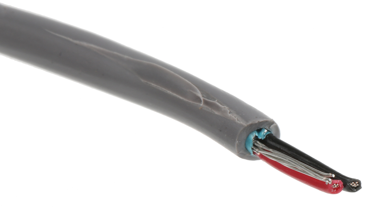 Alpha Wire Alpha Essentials Series Data Cable, 1 Pairs, 100 m, Grey Sheath Polyvinyl Chloride