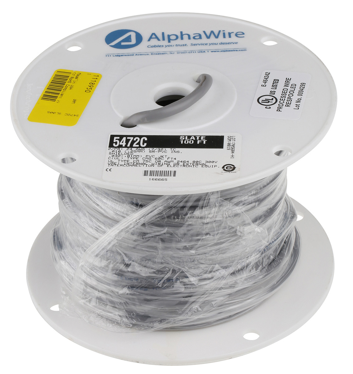 5472c-sl005 Alpha Wire Alpha Essentials Communication & Control Series Data Cable, 2 Pairs, 30 m, Grey Sheath Polyvinyl Chloride