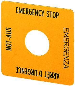 Eaton Emergency Stop Label for Use with Pushbuttons, Arrêt d'urgence - Emergency Stop - Emergenza - Not-Aus