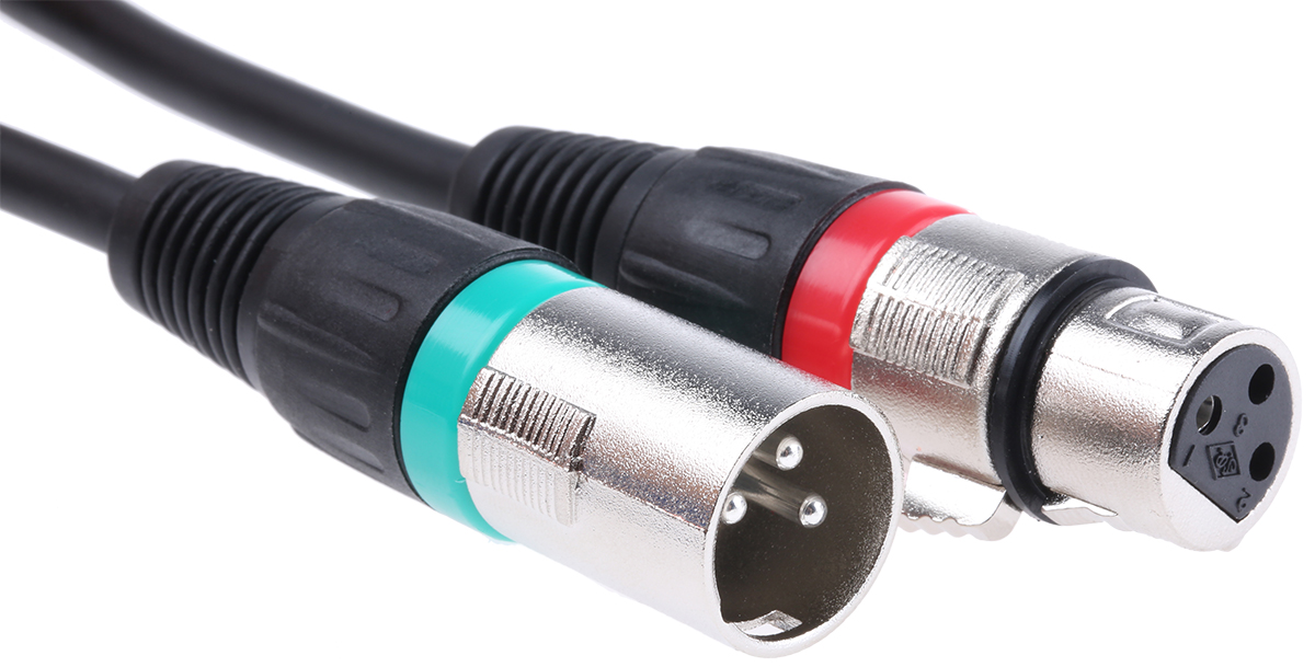 RS PRO Female XLR to Male XLR XLR Cable, Black, 3 m