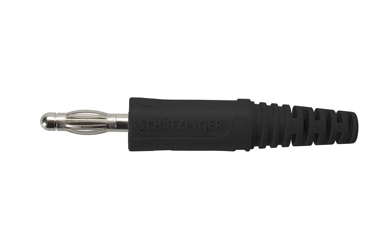 Schutzinger Black Male Banana Plug, 4 mm Connector, Screw Termination, 32A, 33 V ac, 70V dc, Nickel Plating