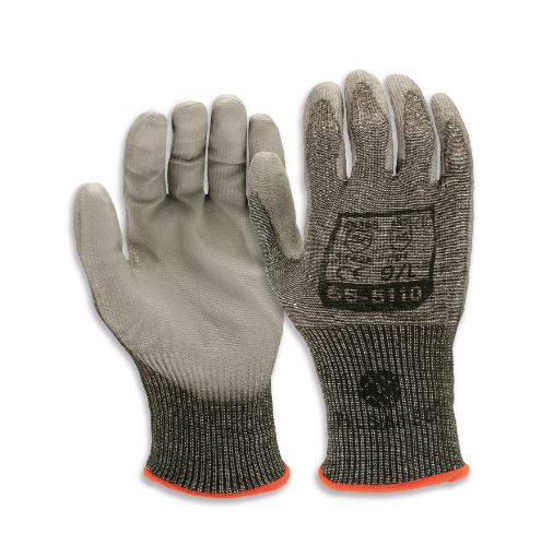 Tilsatec Black, Grey HPPE, Polyamide, Polyethylene Terephthalate, Spandex, Steel Glove, Size 10, Polyurethane Coating