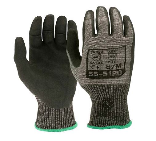 Tilsatec Black, Grey HPPE, Polyamide, Polyethylene Terephthalate, Spandex, Steel Glove, Size 8, Microporous Nitrile