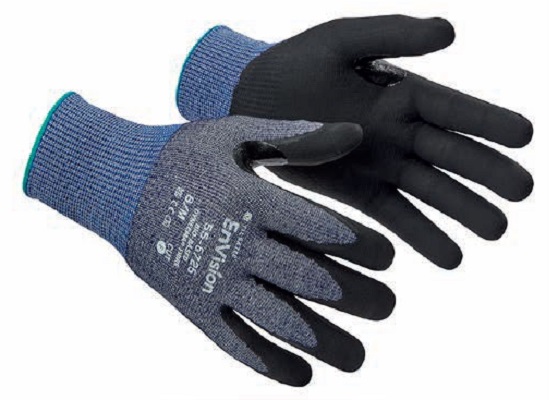 Tilsatec EnVision Coating: Black, Liner: Dark Blue Yarn Work Gloves, Size 8, Microfoam Coating