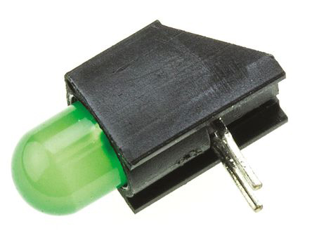 Dialight Green Right Angle PCB LED Indicator, 1 LEDs 5 mm (T-1 3/4) 2.1 V