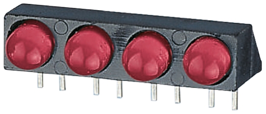 550-2407-004f Dialight 550-2407-004F Red Right Angle PCB LED Indicator, 4 LEDs 5 mm (T-1 3/4) 2.2 V