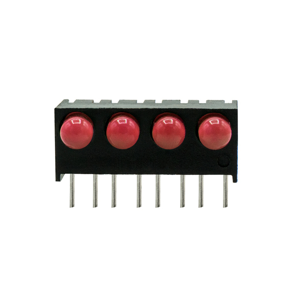 Dialight 550-2407-004F Red Right Angle PCB LED Indicator, 4 LEDs 5 mm (T-1 3/4) 2.2 V