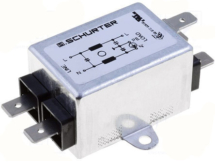 Schurter, FMW2 1 A 250V ac 60Hz, Panel Mount RFI Filter, Solder Tab 1 Phase