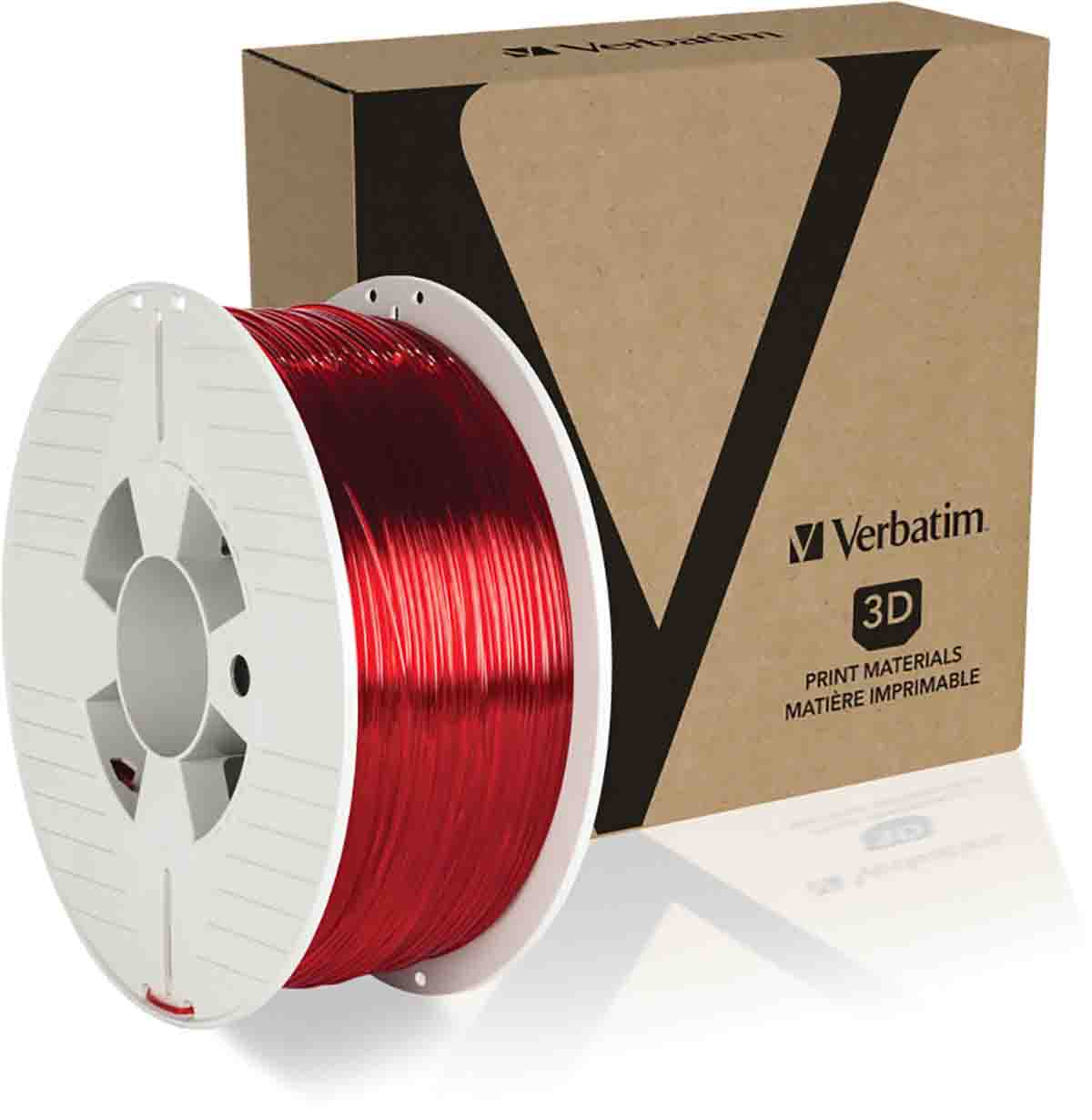 Verbatim 1.75 mm Clear Red PET-G 3D Printer Filament, 1 kg