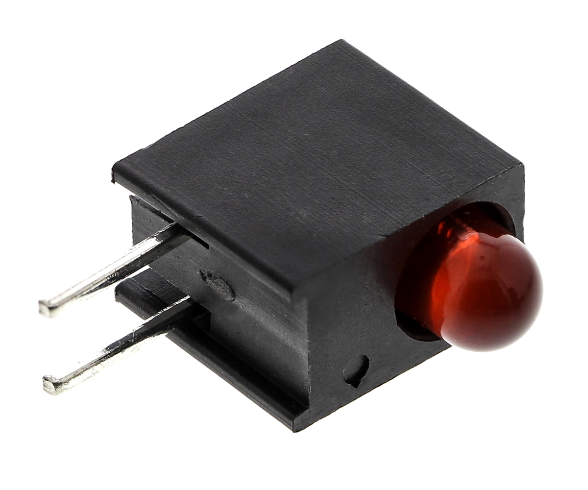 Dialight 551-1107F Red Right Angle PCB LED Indicator, 1 LEDs 5 mm (T-1 3/4) 1.7 V