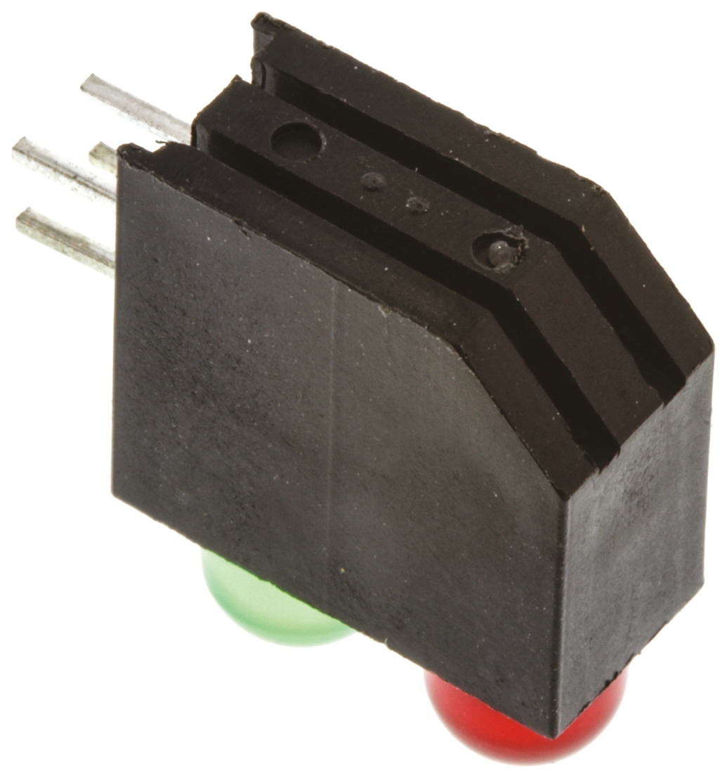 552-0212f Dialight 552-0212F Green, Red Right Angle PCB LED Indicator, 2 LEDs 5 mm (T-1 3/4) 2.55 V