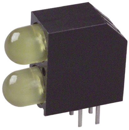 552-0933f Dialight 552-0933F Yellow Right Angle PCB LED Indicator, 2 LEDs 5 mm (T-1 3/4) 1.9 V