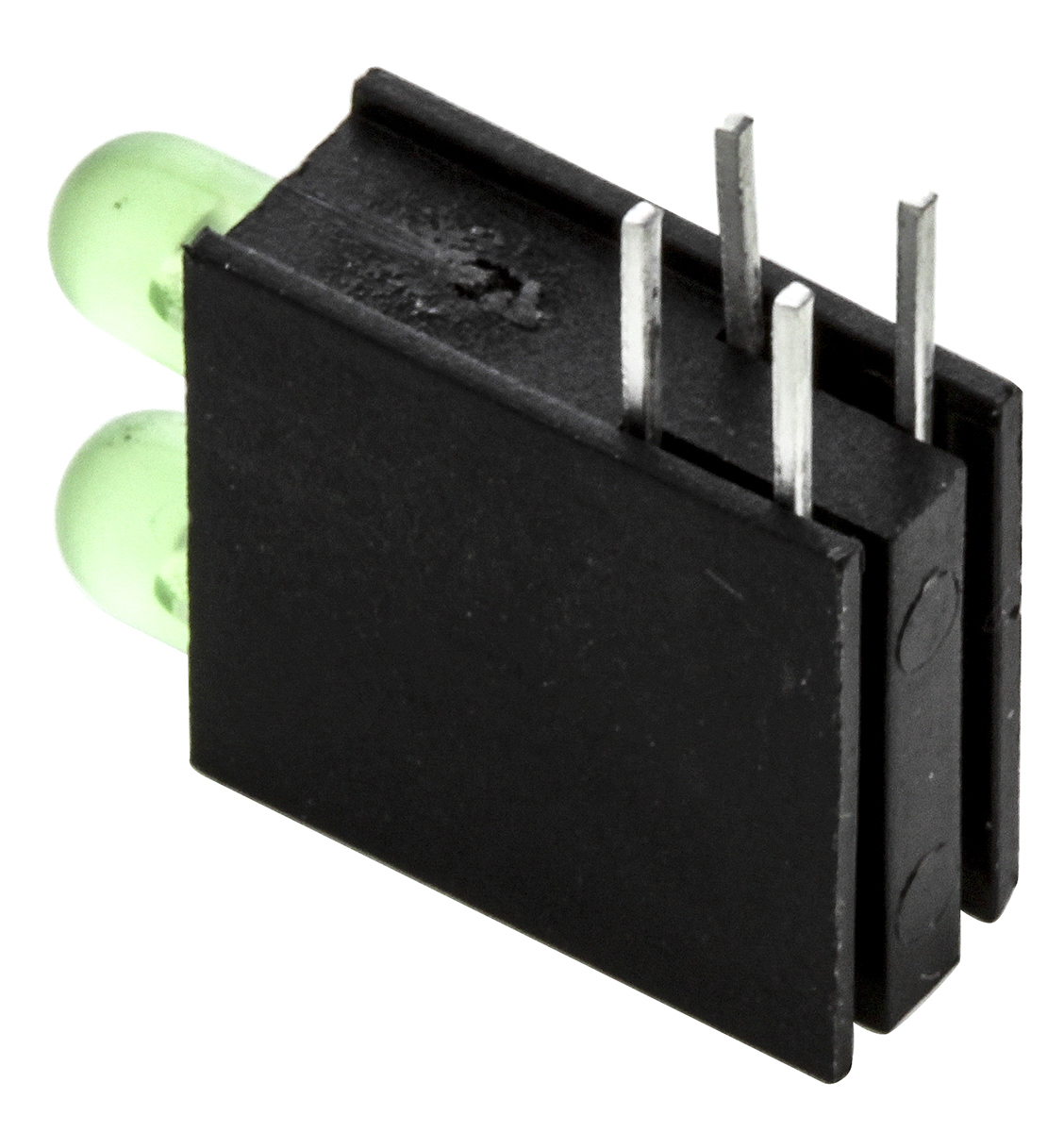 553-0122-200f Dialight 553-0122-200F Green Right Angle PCB LED Indicator, 2 LEDs 5 mm (T-1 3/4) 2.8 V