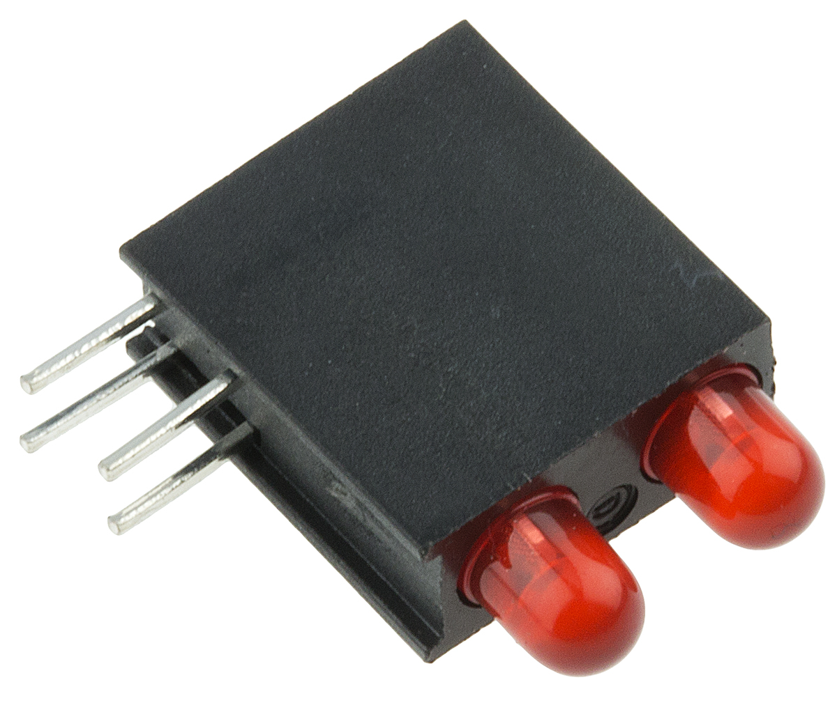 Dialight 553-0211-200F Red Right Angle PCB LED Indicator, 2 LEDs 5 mm (T-1 3/4) 2.2 V