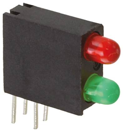 553-0312f Dialight 553-0312F Green, Red Right Angle PCB LED Indicator, 2 LEDs 5 mm (T-1 3/4) 20 V