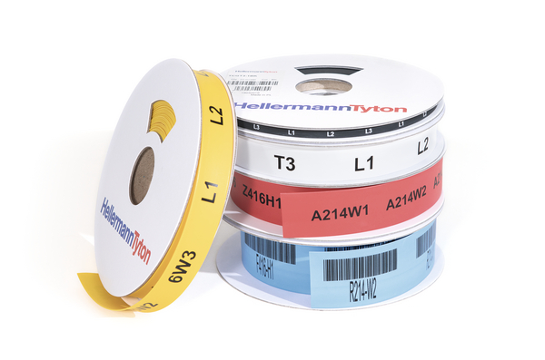 HellermannTyton TCGT Heat Shrink Cable Marker, Black, Pre-printed "Continuous Tube", 24 mm Cable, 8 mm Cable, 553-32452