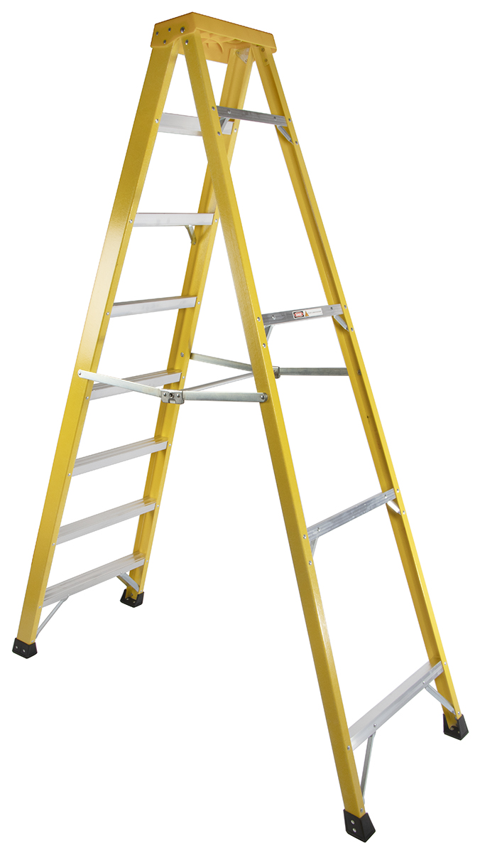 553-826 RS PRO Fibreglass 8 steps Step Ladder, 2.1m platform height