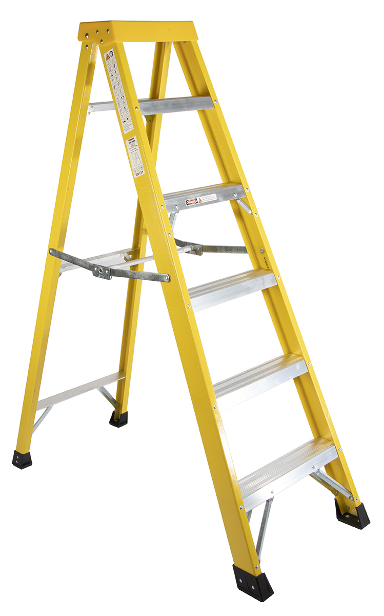 RS PRO Fibreglass 6 steps Step Ladder, 1.6m platform height
