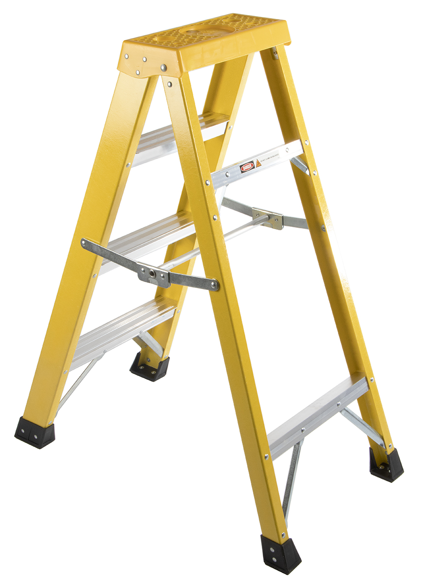 553-838 RS PRO Fibreglass 4 steps Step Ladder, 1.0m platform height