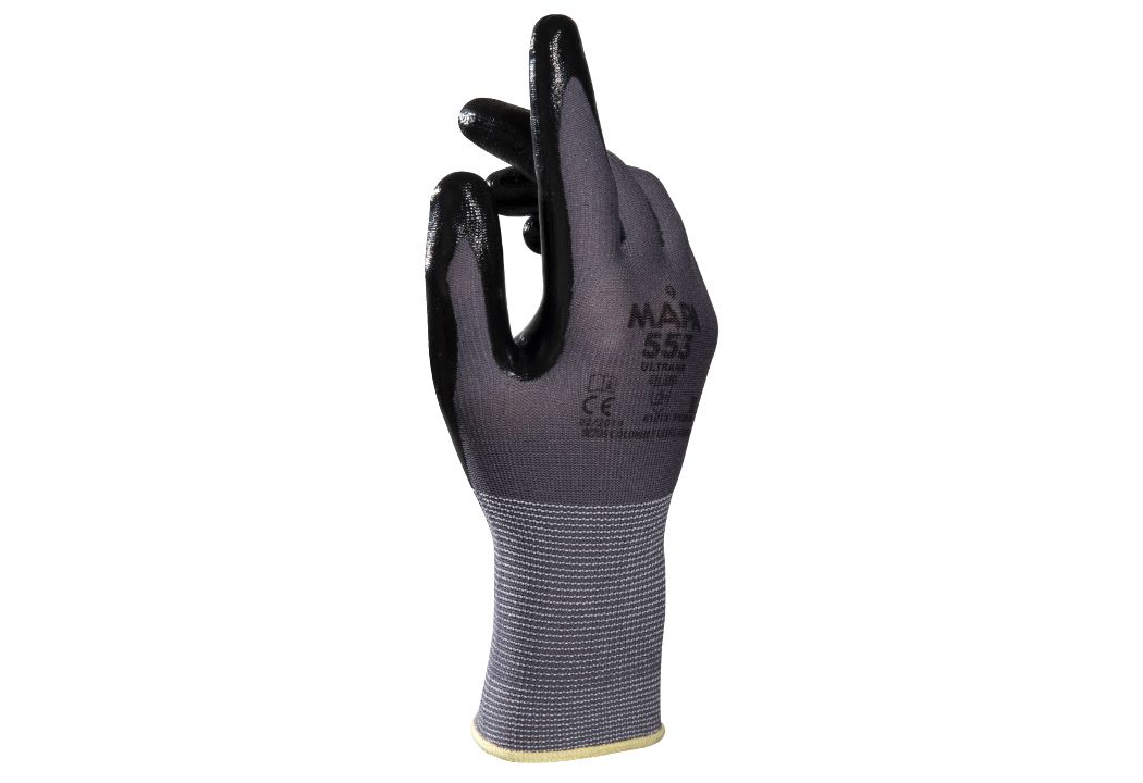 Mapa ULTRANE 553 Grey Nitrile Work Gloves, Size 7, Nitrile Coating