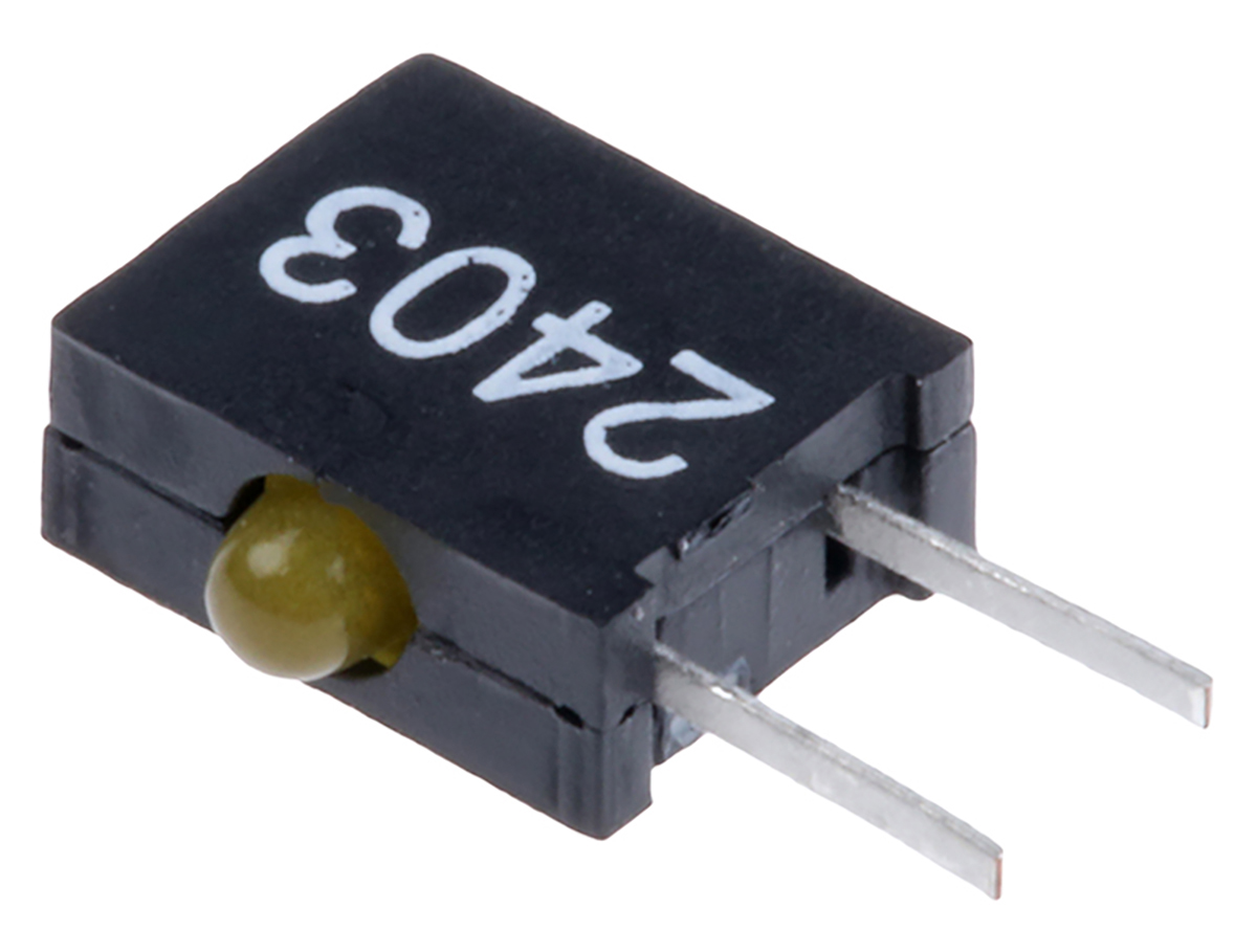 Dialight Yellow Right Angle PCB LED Indicator, 1 LEDs 5 mm (T-1 3/4) 3 V