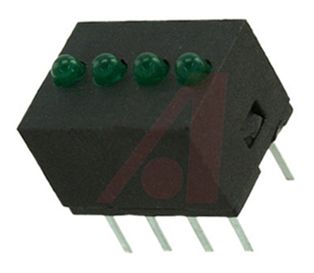 Dialight 555-5303F Green Top PCB LED Indicator, 4 LEDs 2 mm (T-3/4) 2.1 V